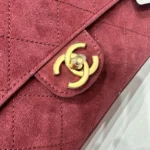 Chanel MaxiC Suede Burgundy Handbag - Image 3