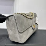 Chanel MaxiC Suede Grey Handbag - Image 3