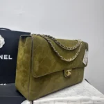 Chanel Maxi Suede Handbag in Army Green - Image 3