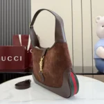 Gucci Jackie 1961 Perforated GG Suede Shoulder Bag 31.5cm - Image 3