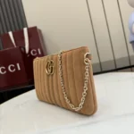 Gucci GG Marmont Vertical Quilted Suede Chain Pouch 26cm - Image 3