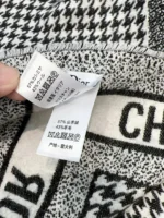 Dior CD Monogram Plaid Cashmere Wool Shawl 140x140cm - Image 3