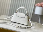 Louis Vuitton Capucines Mini White Ostrich Crystal LV Bag 22cm - Image 3