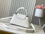Louis Vuitton Capucines BB White Ostrich Crystal LV Bag 26.5cm - Image 3