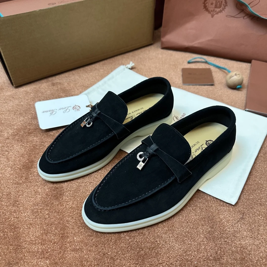 3-776 Loro Piana Summer Charms Walk Women's Suede Moccasin FAE5444 8000 - Image 1