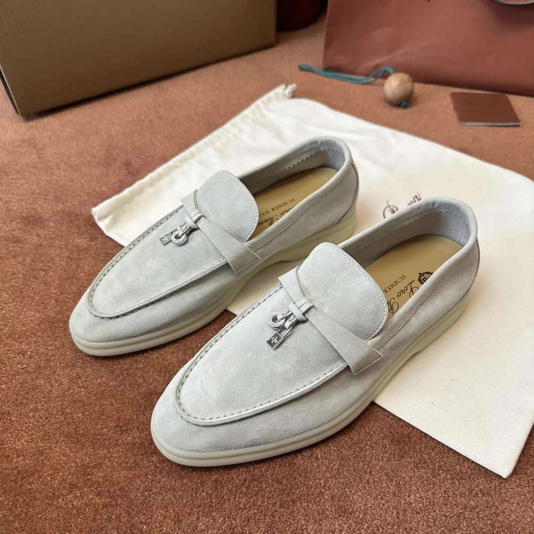 3-778 Loro Piana Summer Charms Walk Women's Suede Moccasin FAE5444 60LO - Image 1