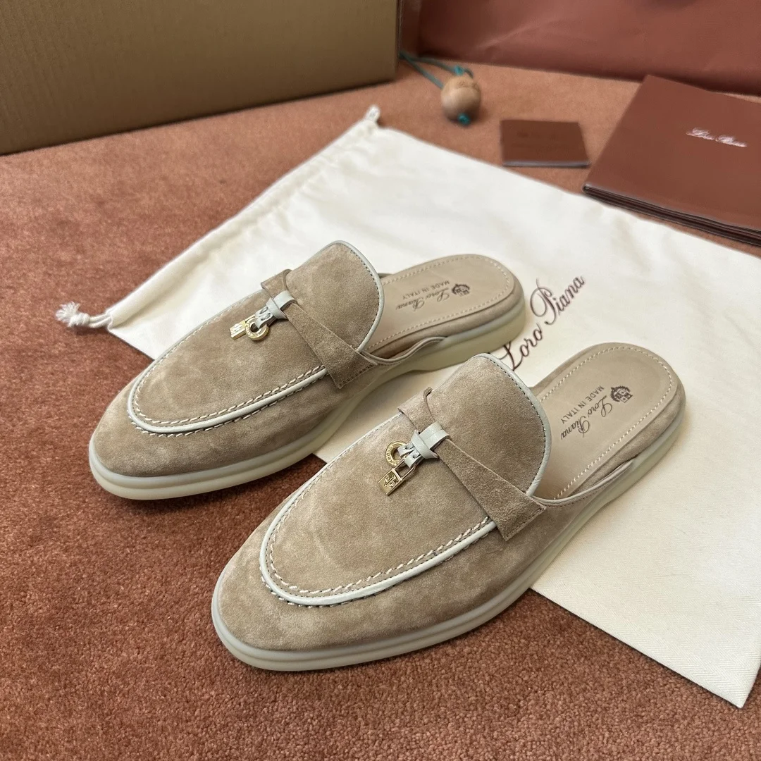 3-846 Loro Piana Charms Walk Babouche Women's Suede Mule FAL5900 D044 - Image 1