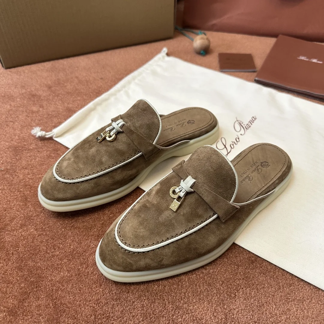 3-847 Loro Piana Charms Walk Babouche Women's Suede Mule FAL5900 HOVY - Image 1