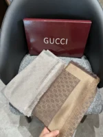 GUCCI Classic Silver Silk Scarf 140x140cm - Image 3