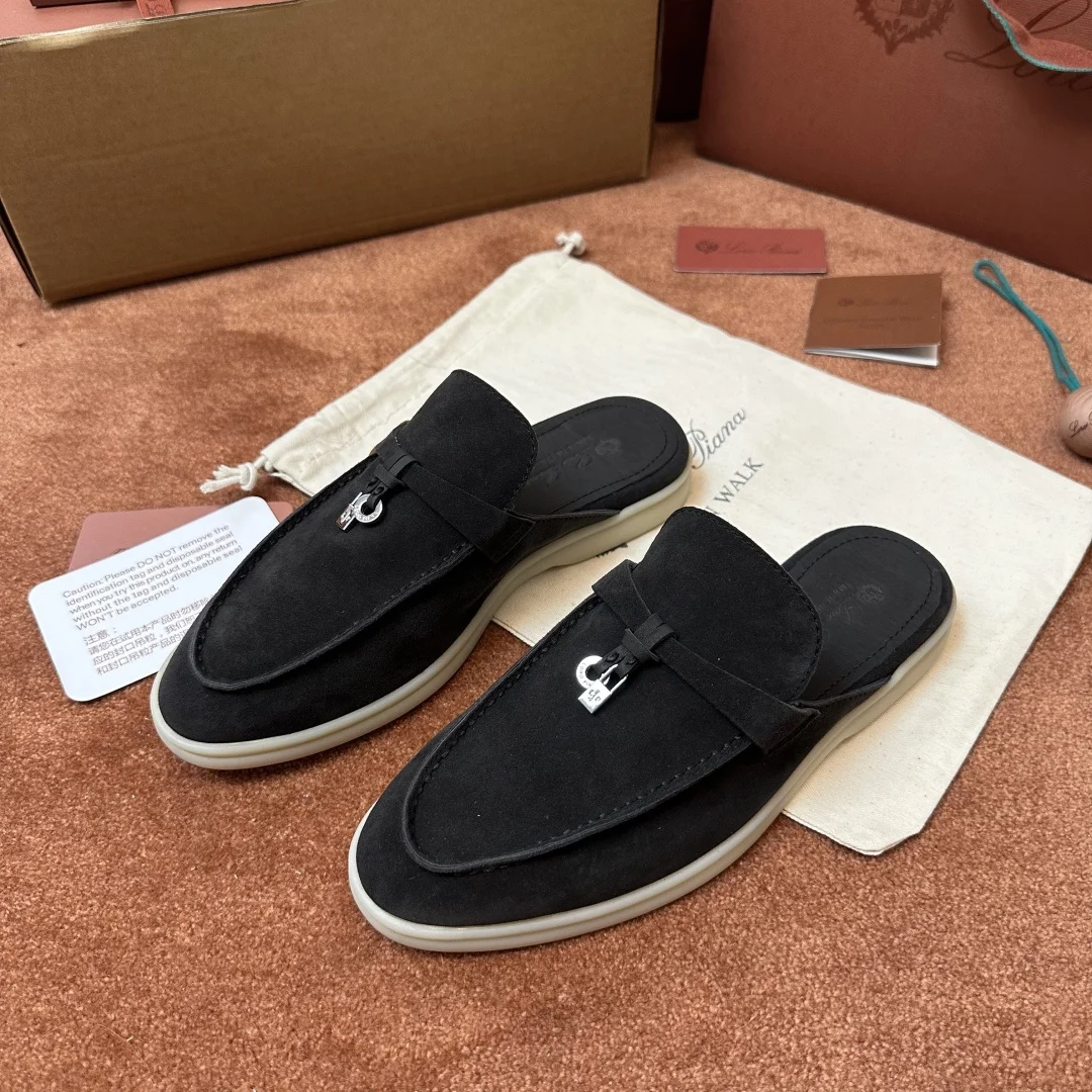 3-941 Loro Piana Babouche Charms Walk Women's Suede Mule FAI1543 MB97 - Image 1