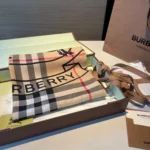 Burberry Equestrian Knight Check Silk Wool Shawl - Image 3