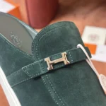 Hermès Men's Suede H Buckle Mule - Image 4