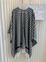 Dior Houndstooth Wool Cashmere Poncho - Image 4