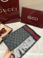 Gucci GG Web Stripe Cashmere Scarf - Image 4