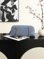 Chanel 26A Denim Chain Bowling Bag 32cm - Image 4