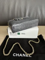 Chanel Crocodile-Embossed Vanity Case with Chain - Image 4