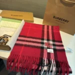 Burberry Check Fringed Scarf 30x180cm - Image 4