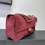 Chanel MaxiC Suede Burgundy Handbag - Image 4