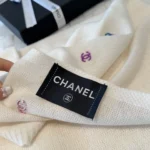 Chanel 24A Rainbow Sequin CC Wool Shawl 65x180cm - Image 4