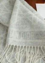Dior Cannage Check Cashmere Fringed Poncho 140x140cm - Image 4
