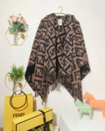 Fendi FF Diagonal Hooded Poncho 140x140cm