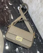 Fendi Baguette FF Embossed Leather Bag 27cm - Image 4