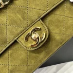 Chanel Maxi Suede Handbag in Army Green - Image 4