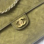 Chanel Maxi Suede Handbag in Army Green - Image 4