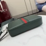 Gucci Generation Web Stripe Leather Crossbody Camera Bag Dark Green 24cm - Image 4