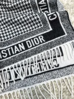 Dior CD Monogram Plaid Cashmere Wool Shawl 140x140cm - Image 4