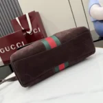 Gucci Paparazzo Horsebit Web Suede Top Handle Bag 30cm - Image 4