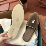Loro Piana Charms Walk Babouche Women's Suede Mule FAL5900 H0X4 - Image 4