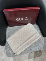 GUCCI Classic Silver Silk Scarf 140x140cm - Image 4