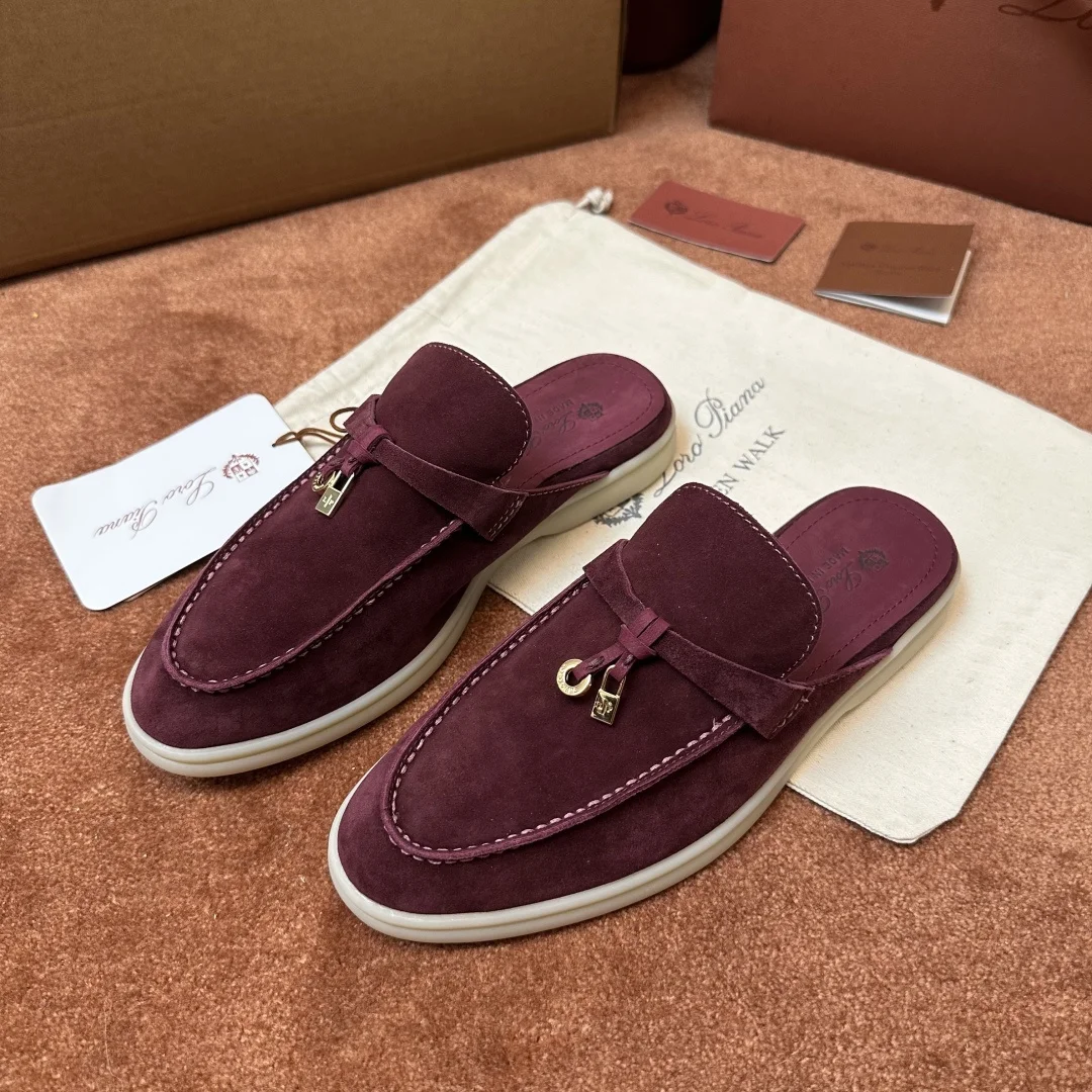 4-946 Loro Piana Babouche Charms Walk Women's Suede Mule FAI1543 Q07N - Image 1