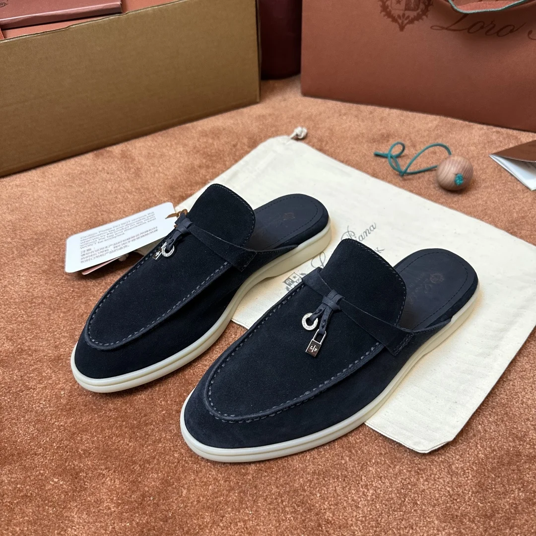 4-965 Loro Piana Babouche Charms Walk Women's Suede Mule FAI1543 W000 - Image 1