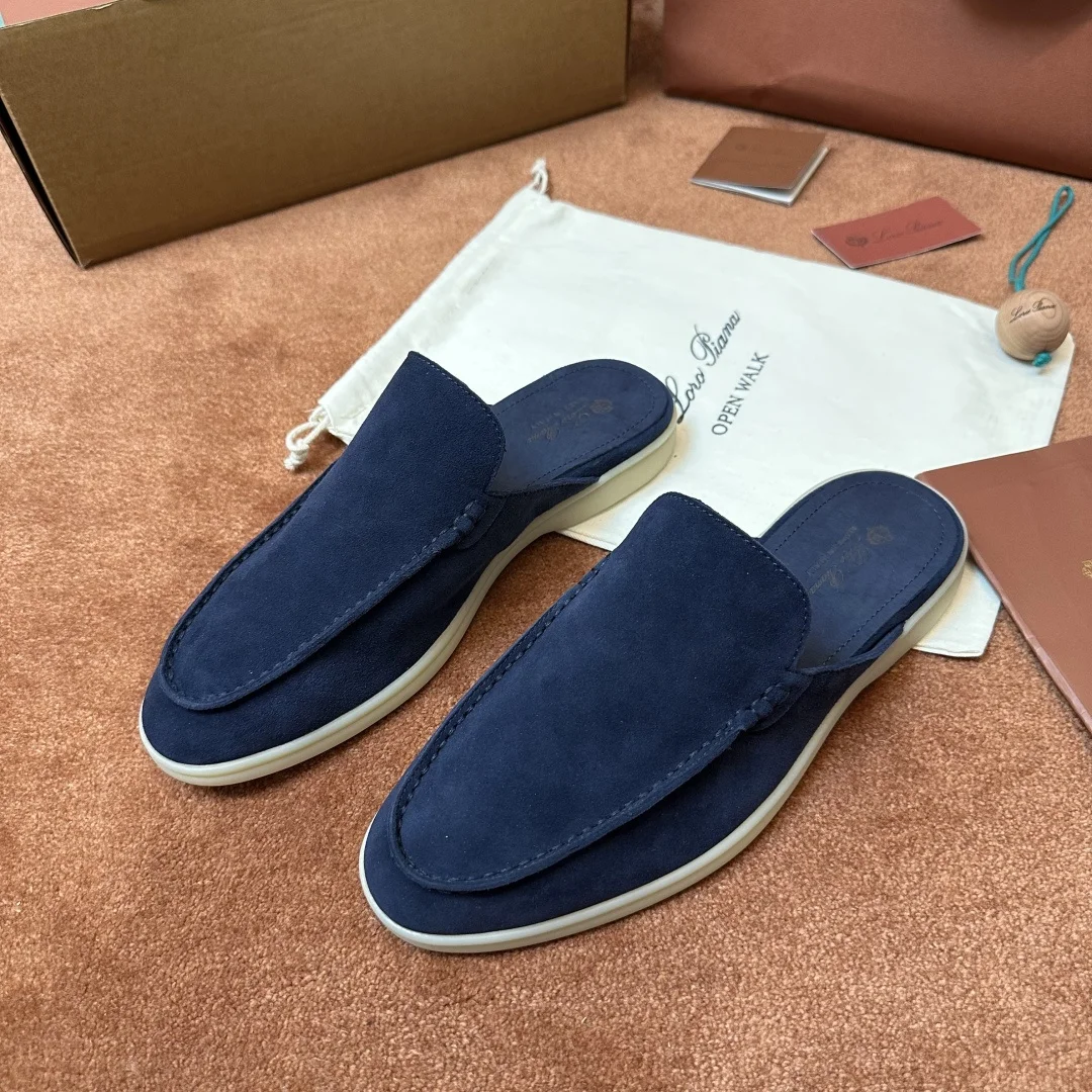 5-1163 Loro Piana Babouche Walk Men's Suede Mule FAM3488 W948 - Image 1