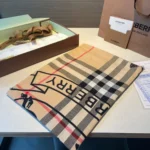 Burberry Equestrian Knight Check Silk Wool Shawl - Image 4