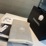 Chanl Classic Diamond Pattern Wool Cashmere Scarf - Image 5