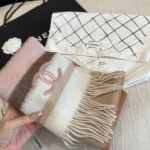 Chanel CC Check Cashmere Scarf - Image 4