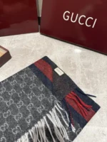 Gucci GG Web Stripe Cashmere Scarf - Image 5