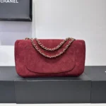 Chanel MaxiC Suede Burgundy Handbag - Image 5