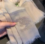 Burberry Embroidered Logo Cashmere Stole with Metallic Thread 90x200cm - Image 5