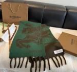 Burberry Equestrian Knight Jacquard Double-Sided Cashmere Scarf 35x190cm - Image 5