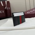 Gucci 2026 Web Stripe Leather Card Holder Black - Image 5