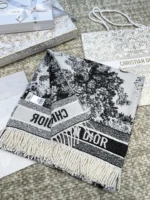 Dior CD Logo Jacquard Large Scarf Shawl Blanket 140*140cm - Image 5