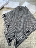Dior CD Monogram Plaid Cashmere Wool Shawl 140x140cm - Image 5