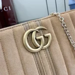 Gucci GG Marmont Vertical Quilted Suede Chain Pouch 26cm - Image 5