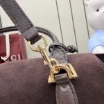 Gucci Paparazzo Horsebit Web Suede Top Handle Bag 37cm Dark Brown - Image 5