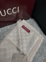 GUCCI Classic Silver Silk Scarf 140x140cm - Image 5