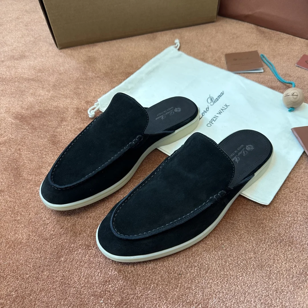 6-1155 Loro Piana Babouche Walk Men's Suede Mule FAM3488 8000 - Image 1